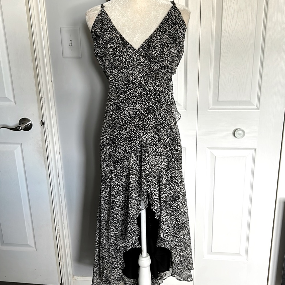 Formal Black and White Ruffle Dress